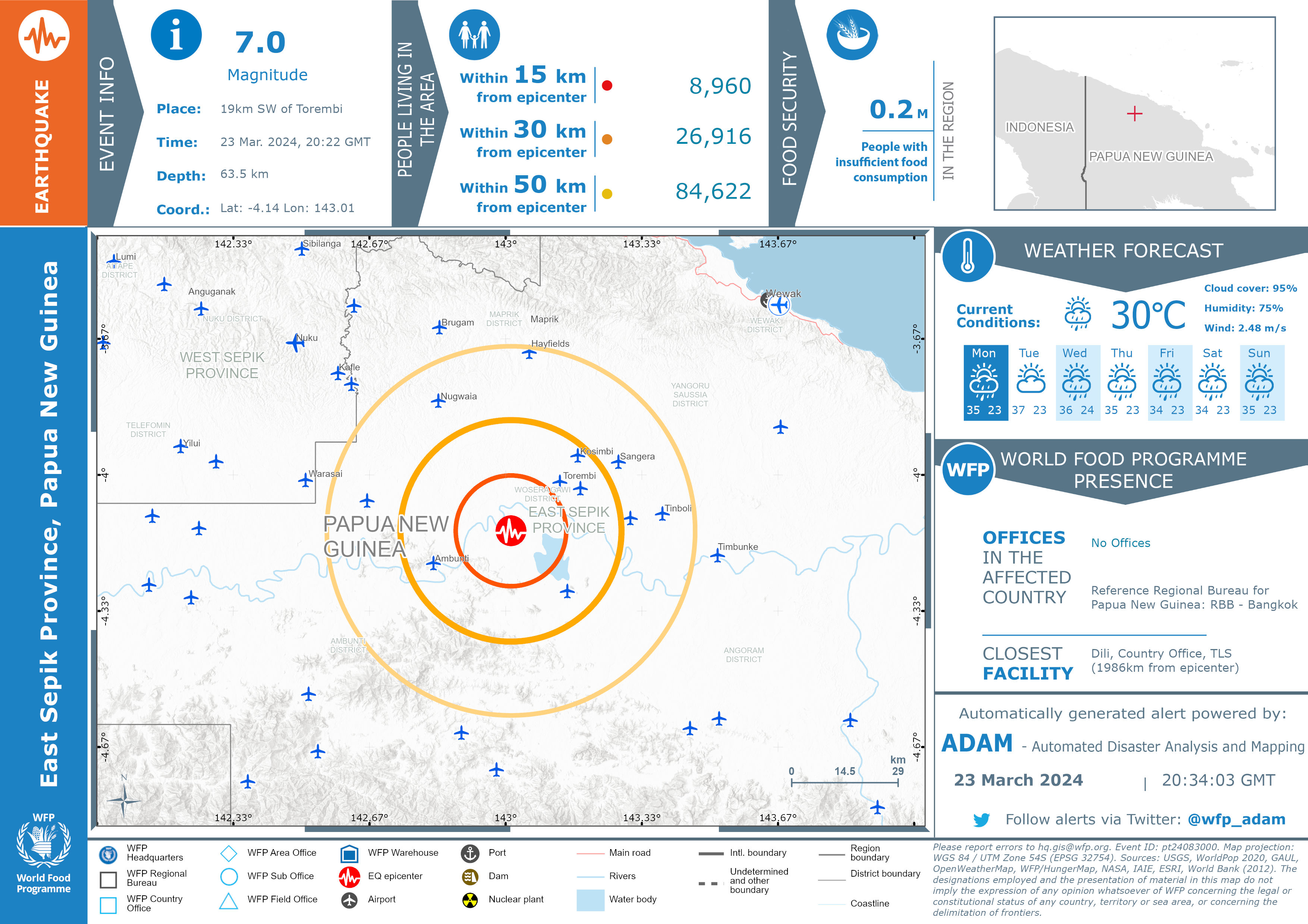 East Sepik Province, Papua New New Guinea Earthquake, Shake Map (23